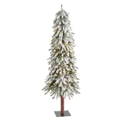 5ft. Pre-Lit Flocked Grand Alpine Artificial Christmas Tree, Clear LED Lights