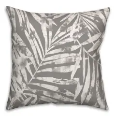 18" x 18" Distressed Leaves Indoor/Outdoor Throw Pillow Gray