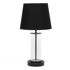 Simple Designs 17" Encased Metal & Clear Glass Table Lamp Black