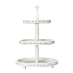 Hello Honey&reg; 24.8" White 3-Tier Decorative Wood Tray