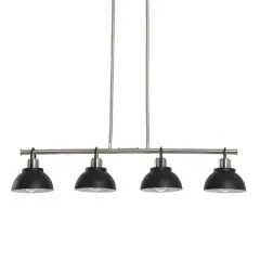 Hello Honey&reg; Robert Stevenson Lighting Walsh Metal 4-Light Linear Chandelier with Shades Black/Brushed Nickel