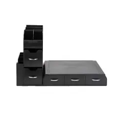 Mind Reader Black 2-Piece Single Serve Coffee Pod Drawer and Condiment Organizer Caddy Station