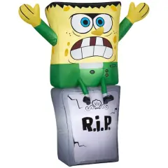 3ft. Airblown&reg; Inflatable SpongeBob as Monster on Tombstone