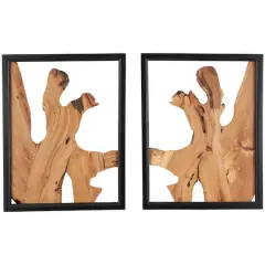 Brown Handmade Abstract Live Edge Wooden Slab Wall D&eacute;cor Set