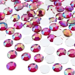 John Bead 8mm Acrylic Round Flat Back Rhinestones, 1,000ct. Fuchsia AB