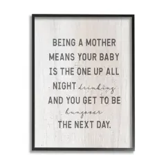 Stupell Industries Being a Mother Funny Phrase Up All Night Framed Giclee Art Black