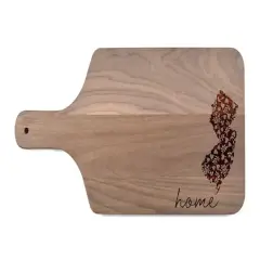 17" Floral Home State Walnut Paddle Cutting Board New Jersey