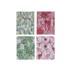 Hello Honey Multicolor Reindeer, Tree & Flowers Printed Paper Gift Bags with Tie Closures, 4ct.