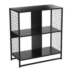 Household Essentials 28" 4-Compartment Trellis Storage Bookshelf Black