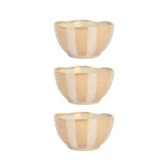 Hello Honey&reg; 5" Brown & White Striped Hand-Painted Stoneware Bowl, 3ct.