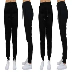 Galaxy by Harvic Women's Relaxed Fit Fleece-Lined Jogger Sweatpants 2 Pack Black/Black