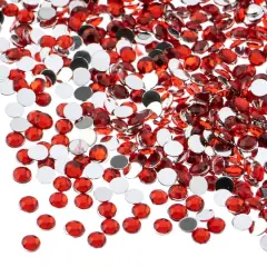 John Bead Acrylic Round Flat Back Rhinestones, 4mm Red