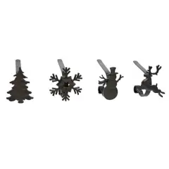 Original MantleClip&reg; Matte Black Assorted Holiday Icons Stocking Holders, 4ct.
