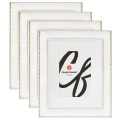 4 Pack Craig Frames Victoria White & Gold Picture Frame with Mat
