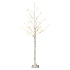 6ft. Pre-Lit White Artificial Twig Tree, Warm White LED Lights