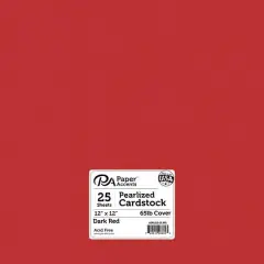 PA Paper&trade; Accents Dark Red 12" x 12" 65lb. Pearlized Cardstock Paper, 25 Sheets