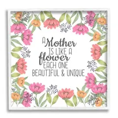 Stupell Industries Mom Beautiful & Unique Framed Giclee Art White