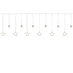 138ct. Clear LED Star Drop Window Curtain Christmas Lights with Clear Wire