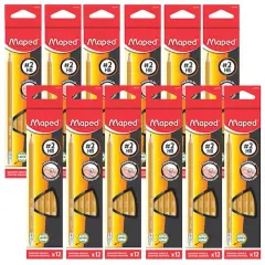 Maped&reg; Triangular Graphite #2 HB Pencils, 12 Packs of 12