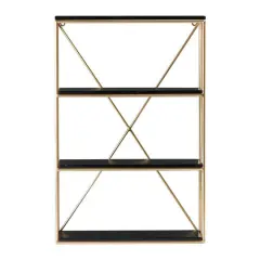 Hello Honey&reg; 24" Wood & Gold Rectangle Wall Shelf Black/Gold
