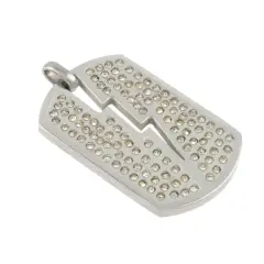 Rhodium Crystal Lightning Bolt Dog Tag Pendant by Bead Landing&trade;