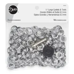 Dritz&reg; Silver Large Eyelets & Tools, 1/4"