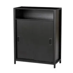 Glitzhome&reg; 32" Black Double Door Modern Storage Floor Cabinet