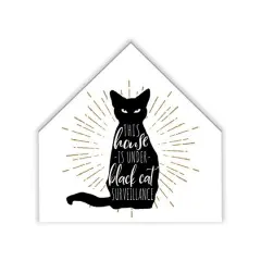Black Cat House Shaped Canvas Wall Art