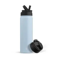 JoyJolt&reg; 22oz. Triple Insulated Water Bottle with Flip Lid & Sport Straw Lid Blue
