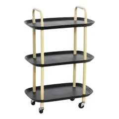 Hello Honey&reg; Main + Mesa&trade; 3-Tier Modern Plastic and Metal Trolley Black and Sand