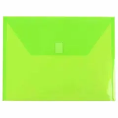JAM Paper Booklet Plastic Envelopes with Hook & Loop Closure, 24ct. Lime Green