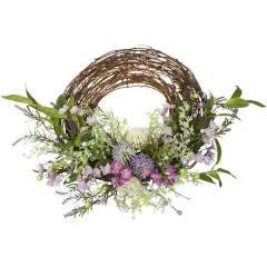 24" Purple Wildflower & Berry Half Spring Wreath
