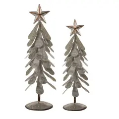 Glitzhome&reg; Galvanized Metal Christmas Tree Table D&eacute;cor Set