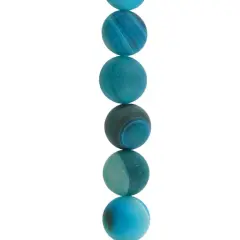 Blue Stripe Matte Agate Round Beads, 10mm by Bead Landing&trade;
