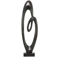 52" Aluminum Swirl Abstract Sculpture with Black Base