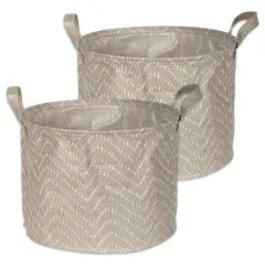 DII&reg; Small Round Stone & Cream Tribal Chevron PE-Coated Woven Paper Laundry Bin, 2ct.