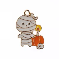 John Bead Sweet & Petite Halloween Small Mummy with Pumpkin Charms, 6ct.