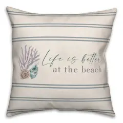 Life Is Better At The Beach Snail & Shell Throw Pillow Banded Tulip