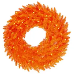 30" Orange Dura-Lit&reg; LED Orange Fir Wreath