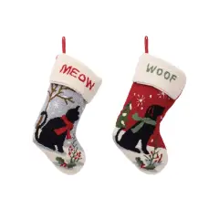 Glitzhome&reg; 20" Cat & Dog Hooked Stockings, 2ct.