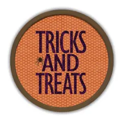 Tricks and Treats Round Framed Print Brown