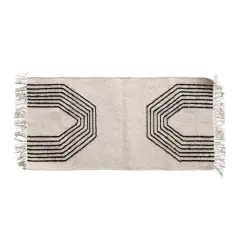 Hello Honey&reg; Woven Wool Blend Rug with Geometric Design and Fringe, 4ft. x 2ft.