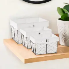 DII&reg; Vintage Gray Chicken Wire Basket with Bleached White Liner, 3ct.