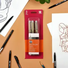 Pigma&reg; Micron&trade; Black & Gray 3 Piece Fine Line Pen Set