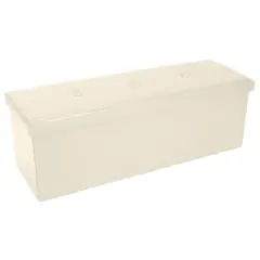Simplify 44" Faux Leather Triple Folding Storage Ottoman Ivory