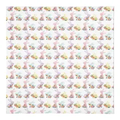 Pastel Floral Rabbits 10" x 10" Cotton Twill Napkin