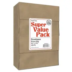 PA Paper&trade; Accents Super Value Brown Bag 4.25" x 5.5" Envelopes, 125ct.