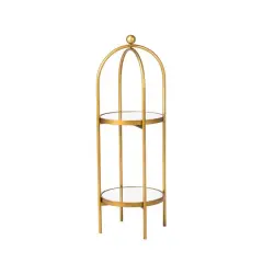 Glitzhome&reg; 42" Gold Regency Modern 2-Tier Mirror Organizer Floor Shelf