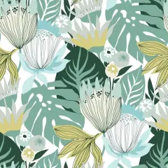 RoomMates Retro Tropical Leaves Peel & Stick Wallpaper Teal and Yellow