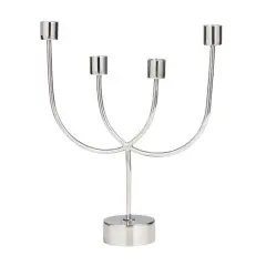 13" Silver Stainless Steel Overlapping U-Shaped Candelabra